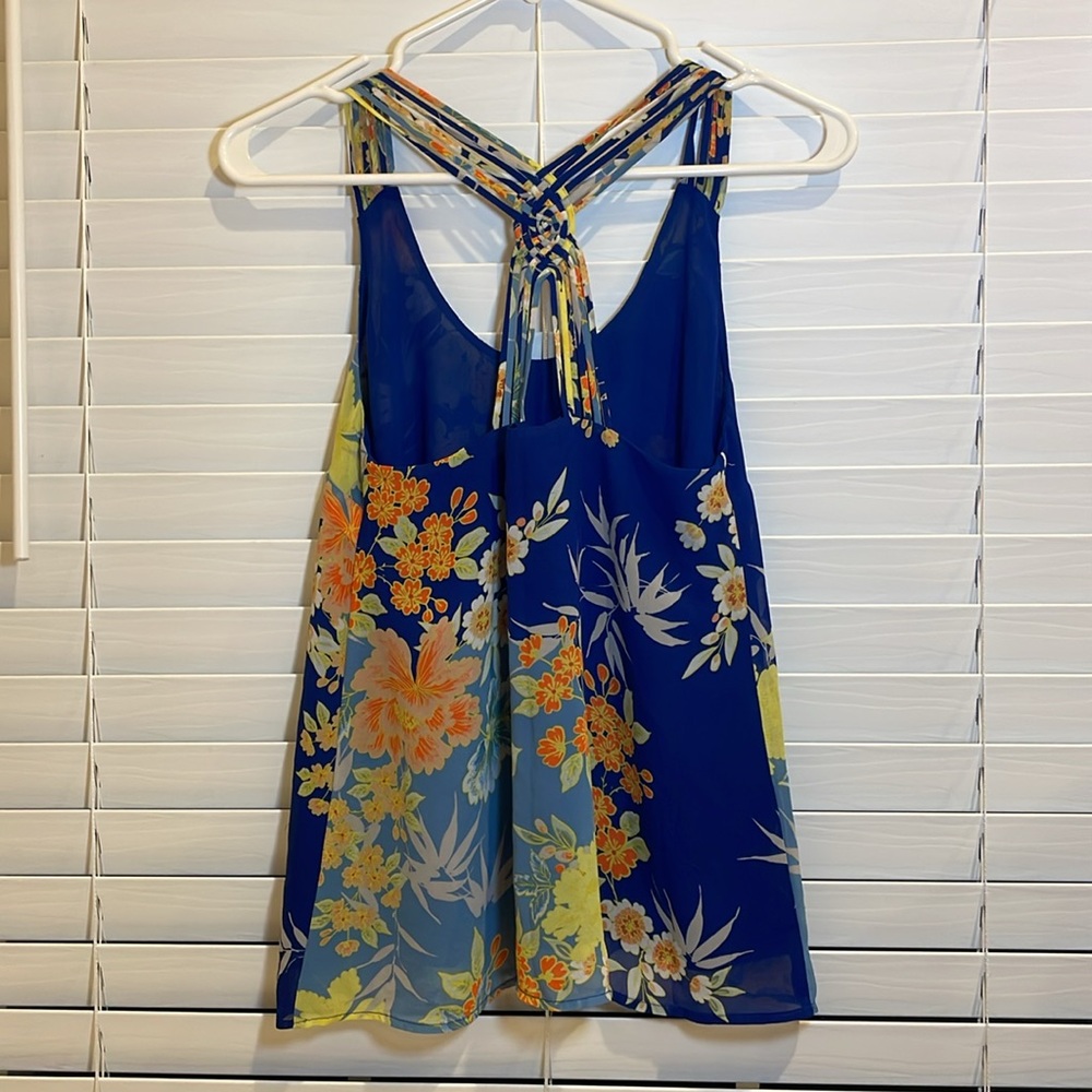 Guess Royal Blue Floral Tank Sz XS - Picture 2 of 7